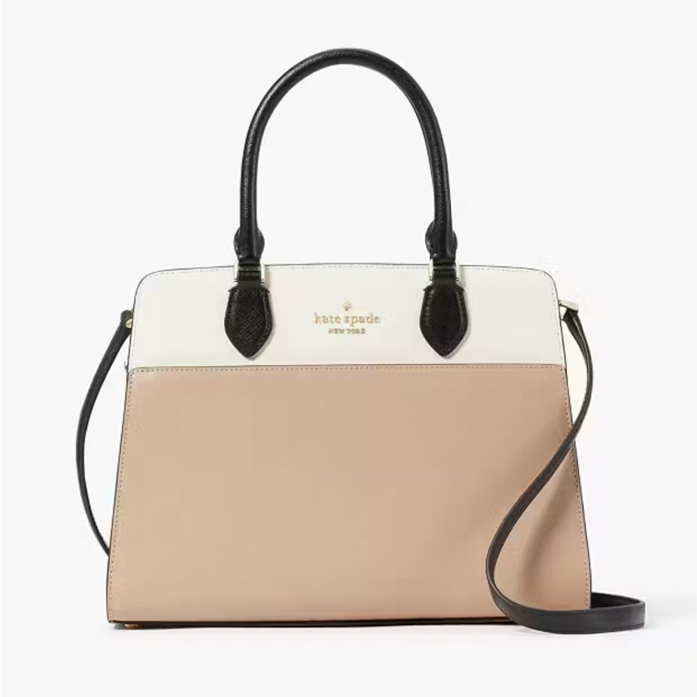 Kate Spade Madison Colorblock Medium Satchel Crossbody In Toasted Hazelnut